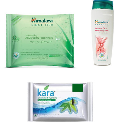

Himalaya Aloe Vera Facial Wipes, Intensive Face Moisturizing Lotion, Kara Skin Care Wipes(Set of 3)