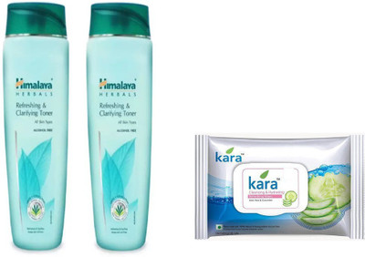 

Himalaya refreshing clarifying toner, kara skin care wipes(Set of 3)