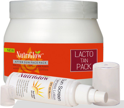 

NutriGlow Lacto Tan Fce Pack New (500 g) with Sunscreen Lotion SPF 40 (120 ml) Free(Set of 2)