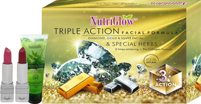 

NutriGlow Triple Action Facial Kit (250+10)g with Neem &Tulsi Face Wash (65 ml) Free(Set of 4)