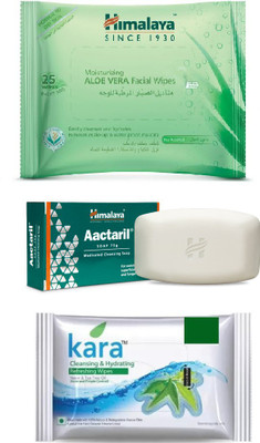 

Himalaya Aloe Vera Facial Wipes, Aactaril Soap, Kara Skin Care Wipes(Set of 3)