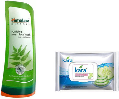 

Himalaya purifying neem face wash, kara skin care wipes(Set of 2)