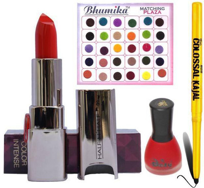 AV Intanse Lipstick Nail Polish Bindi Kajal combo(Set of 4)