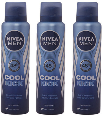 

Nivea Men Cool Kick Deodorant Spray 150ML Each (Pack of 3) Deodorant Spray - For Men(450 ml, Pack of 3)