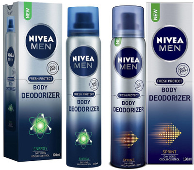 

Nivea Men Energy and Sprint Gas Free Body Deodorizer 120ML Each (Pack of 2) Deodorant Spray - For Men(240 ml, Pack of 2)