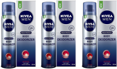 

Nivea Men Intense Gas Free Body Deodorizer 120ML Each (Pack of 3) Deodorant Spray - For Men(360 ml, Pack of 3)