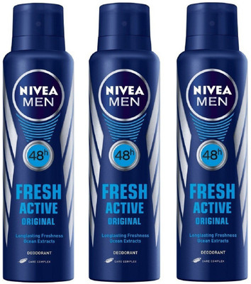 

Nivea Men Fresh Active Orignal Deodorant Spray 150ML Each (Pack of 3) Deodorant Spray - For Men(450 ml, Pack of 3)