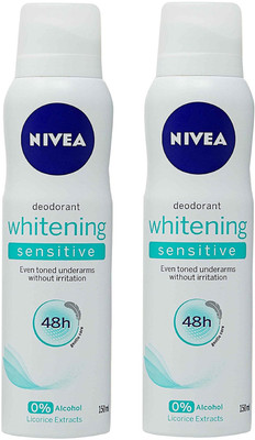 

Nivea Whitening Sensitive Spray for Women 150ML Each (Pack of 2) Deodorant Spray - For Women(300 ml, Pack of 2)