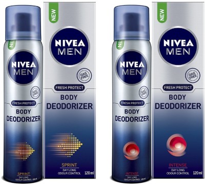 

Nivea Men Sprint and Intense Gas Free Body Deodorizer 120ML Each (Pack of 2) Deodorant Spray - For Men(240 ml, Pack of 2)