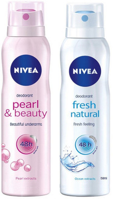 

Nivea Pearl & Beauty and Fresh Natural Deodorant Spray for Women 150ML Each (Pack of 2) Deodorant Spray - For Women(300 ml, Pack of 2)
