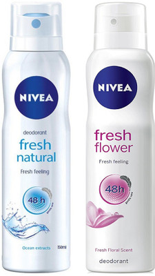 

Nivea Fresh Natural and Fresh Flower Deodorant Spray for Women 150ML Each (Pack of 2) Deodorant Spray - For Women(300 ml, Pack of 2)