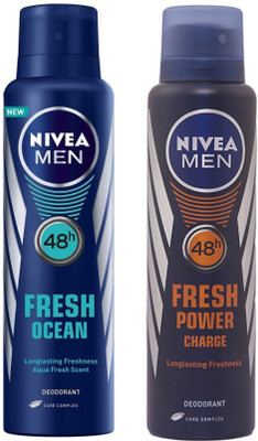 

Nivea Men Fresh Ocean and Power Charge Deodorant Spray 150ML Each (Pack of 2) Deodorant Spray - For Men(300 ml, Pack of 2)