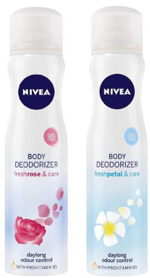 

Nivea FreshRose and FreshPetal Gas Free Body Deodorizer for Women 120ML Each (Pack of 2) Deodorant Spray - For Women(240 ml, Pack of 2)