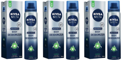 

Nivea Men Energy Fresh Gas Free Body Deodorizer 120ML Each (Pack of 3) Deodorant Spray - For Men(360 ml, Pack of 3)