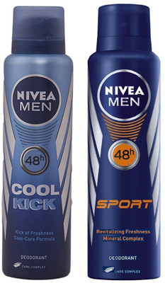 

Nivea Men Cool Kick and Sport Deodorant Spray 150ML Each (Pack of 2) Deodorant Spray - For Men(300 ml, Pack of 2)