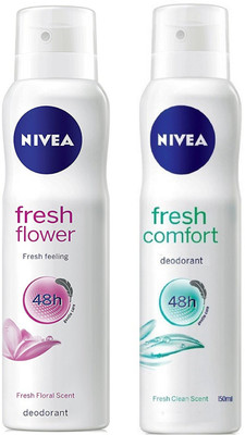 

Nivea Fresh Flower and Fresh Comfort Deodorant Spray for Women 150ML Each (Pack of 2) Deodorant Spray - For Women(300 ml, Pack of 2)