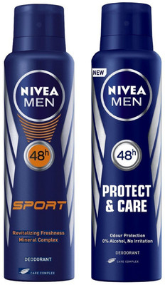 

Nivea Men Sport and Protect & Care Deodorant Spray 150ML Each (Pack of 2) Deodorant Spray - For Men(300 ml, Pack of 2)
