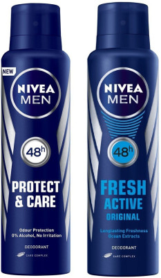 

Nivea Men Protect & Care and Fresh Active Orignal Deodorant Spray 150ML Each (Pack of 2) Deodorant Spray - For Men(300 ml, Pack of 2)