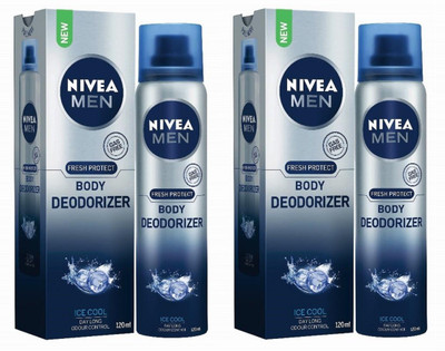

Nivea Men Ice Cool Gas Free Body Deodorizer 120ML Each (Pack of 2) Deodorant Spray - For Men(240 ml, Pack of 2)