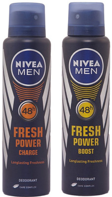 

Nivea Men Fresh Power Charge and Power Boost Deodorant Spray 150ML Each (Pack of 2) Deodorant Spray - For Men(300 ml, Pack of 2)