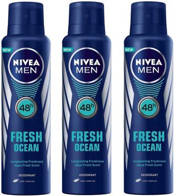 

Nivea Men Fresh Ocean Deodorant Spray 150ML Each (Pack of 3) Deodorant Spray - For Men(450 ml, Pack of 3)