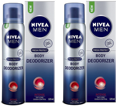 

Nivea Men Intense Gas Free Body Deodorizer 120ML Each (Pack of 2) Deodorant Spray - For Men(240 ml, Pack of 2)
