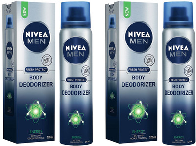

Nivea Men Energy Fresh Gas Free Body Deodorizer 120ML Each (Pack of 2) Deodorant Spray - For Men(240 ml, Pack of 2)