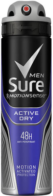 

Sure Men Active Dry Antiperspirant Deodorant combines MotionSenseTM technology with a clean, energising fragrance Body Spray - For Men(230 ml)