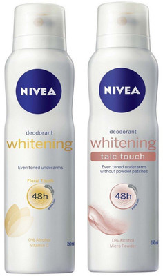 

Nivea Whitening and Talc Touch Deodorant Spray for Women 150ML Each (Pack of 2) Deodorant Spray - For Women(300 ml, Pack of 2)