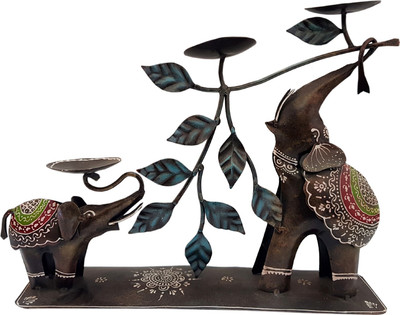 

MARWAR DELIGHTS 1 Compartments Iron Candle Holder(Multicolor)