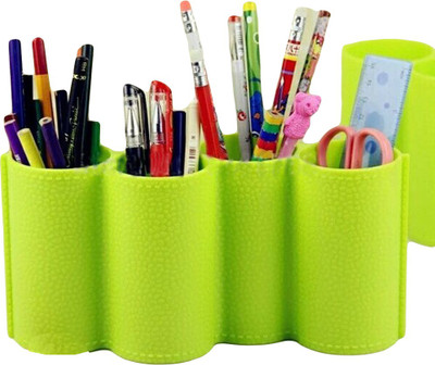 

House Of Sensation 4 Compartments Plastic Desk Orgainzer(Green)