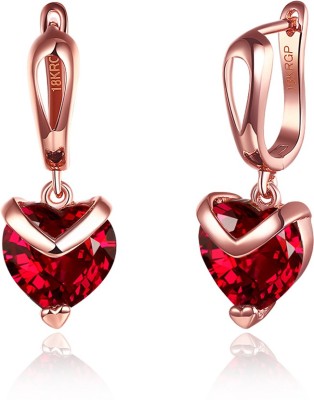 Divastri ed Heart A5 Grade Crystal 18K Rose Gold Plated Earrings Metal Drops & Danglers