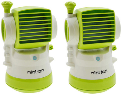 

Elegant Shopping Mini Fragrance Air Conditioner water spray Cooling Portable Desktop Humidifier Fan USB Fan(Green, White)