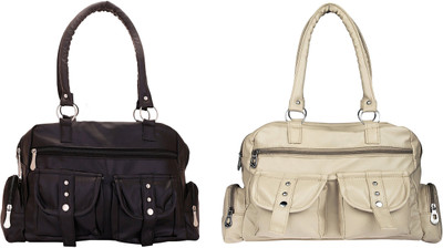 

Lady bar Shoulder Bag(Beige, Black)