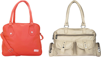 

Lady bar Shoulder Bag(Beige, Pink)