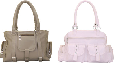 Lady bar Shoulder Bag(White, Pink), Pink;white