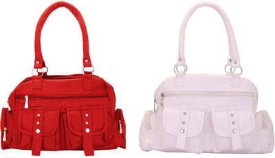 

Lady bar Shoulder Bag(White, Red), Red;white