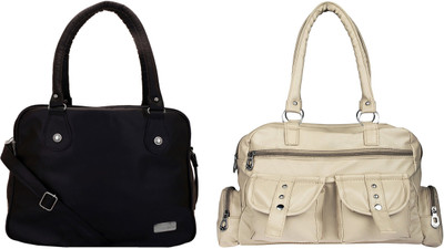

Lady bar Shoulder Bag(Beige, Black)