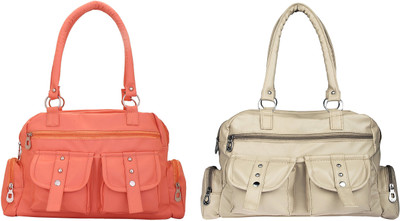 

Lady bar Shoulder Bag(Beige, Pink)