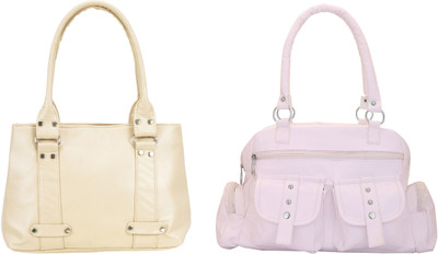

Lady bar Shoulder Bag(White, Beige), Beige;white