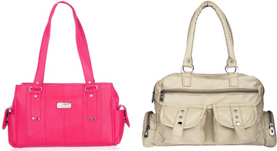 

Lady bar Shoulder Bag(Beige, Pink)