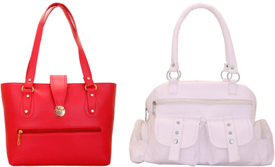 

Lady bar Shoulder Bag(White, Red), Red;white