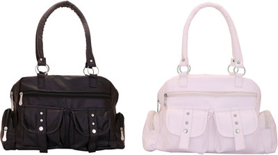 

Lady bar Shoulder Bag(White, Black), Black;white