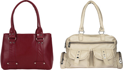 

Lady bar Shoulder Bag(Beige, Maroon)