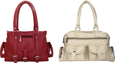 

Lady bar Shoulder Bag(Beige, Maroon)