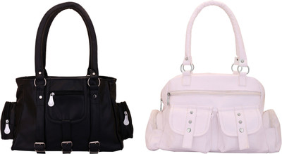 

Lady bar Shoulder Bag(White, Black), Black;white
