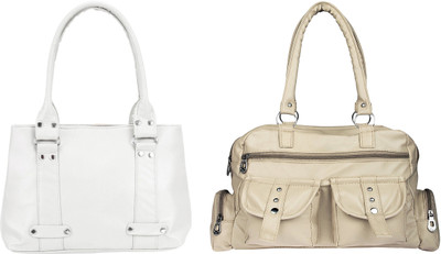 

Lady bar Shoulder Bag(Beige, White)