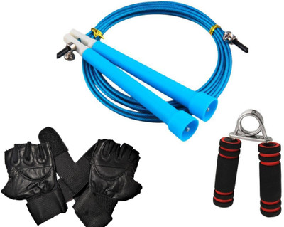 

VIGOR Perfect Combo of Leather gym glove, hand grip & high quality Speed rope Gym & Fitness Kit