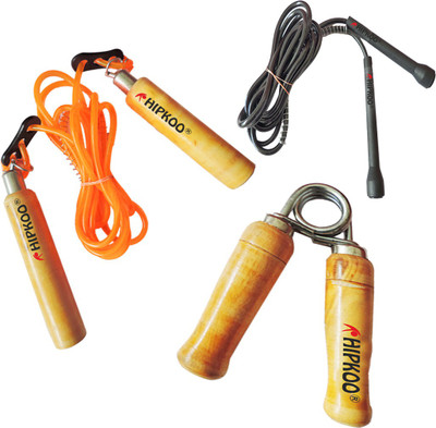 Hipkoo ENCOURAGING 2 SKIPPING ROPES AND 1 HAND GRIPPER COMBO OF 3 Gym & Fitness Kit