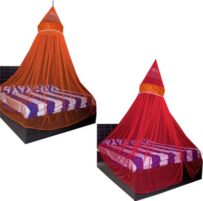 Creative Textiles Polyester Adults Washable GOOD NIGHT.. Mosquito Net(Multicolor, Ceiling Hung)